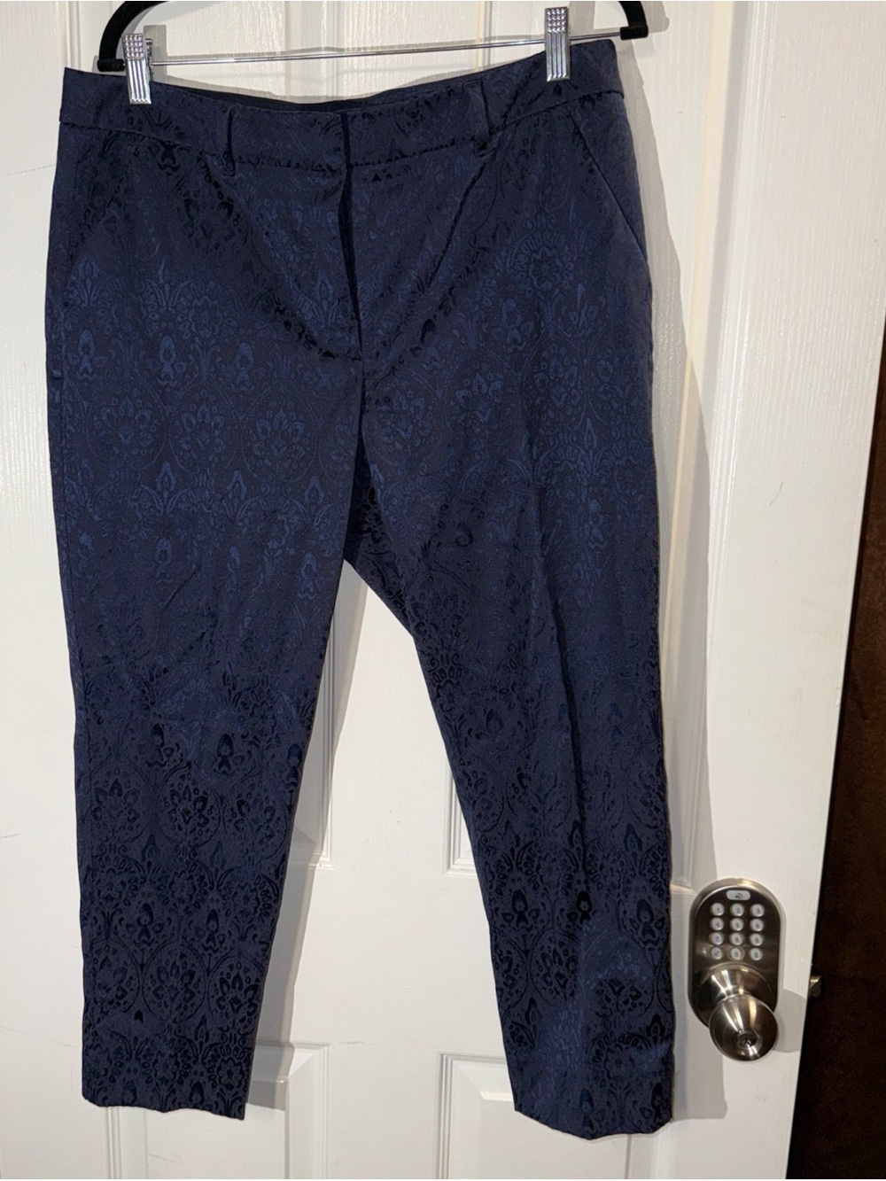 White House Black Market Navy Jacquard Pants